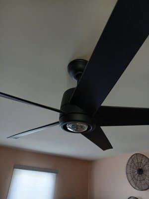 Installed ceiling fan in a finished residential room